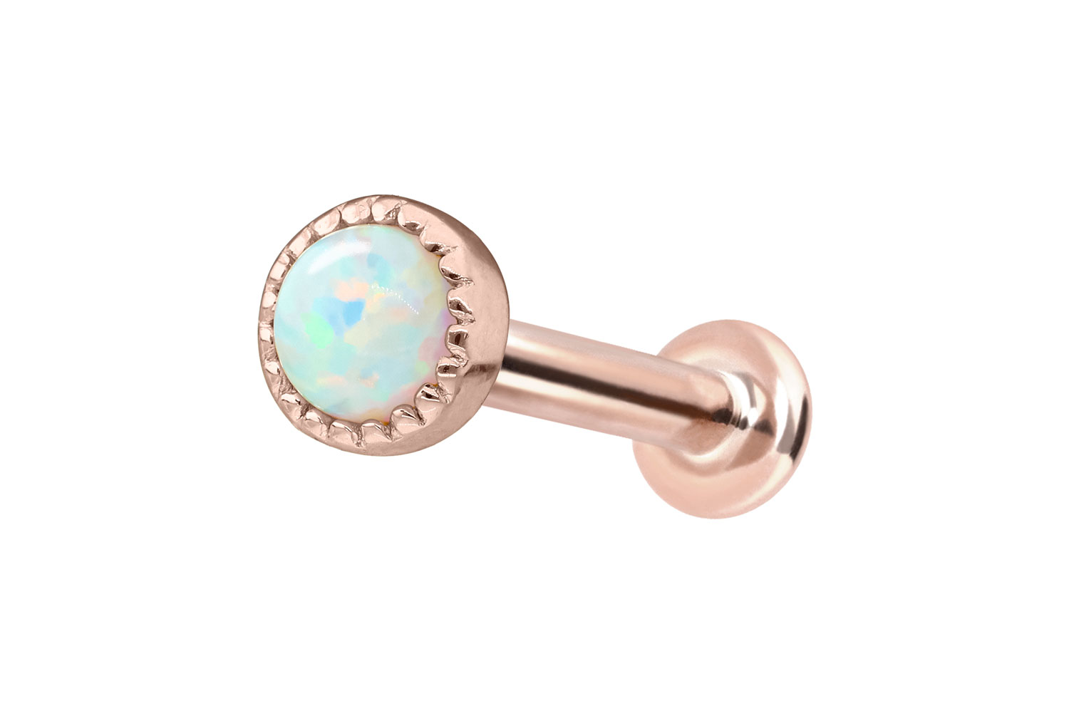 14 Karat Gold Labret Piercing mit Innengewinde SYNTHETISCHER OPAL